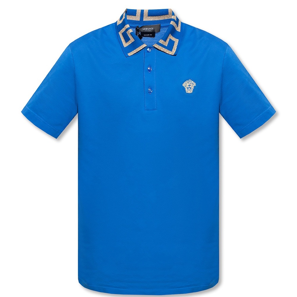 Versace Men Greca Polo Shirt Blue Sz Med NWT